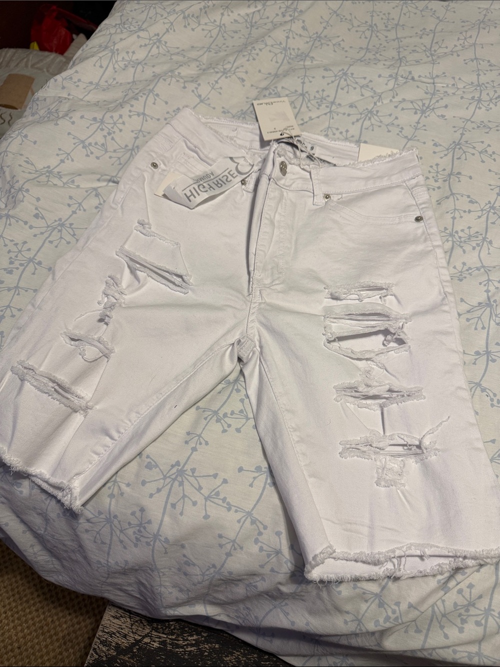 Vince White Distressed Boyfriend Denim Shorts